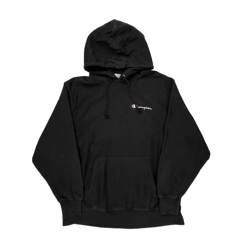 Reverse Weave Champion Hoodie - Large Black Cotton