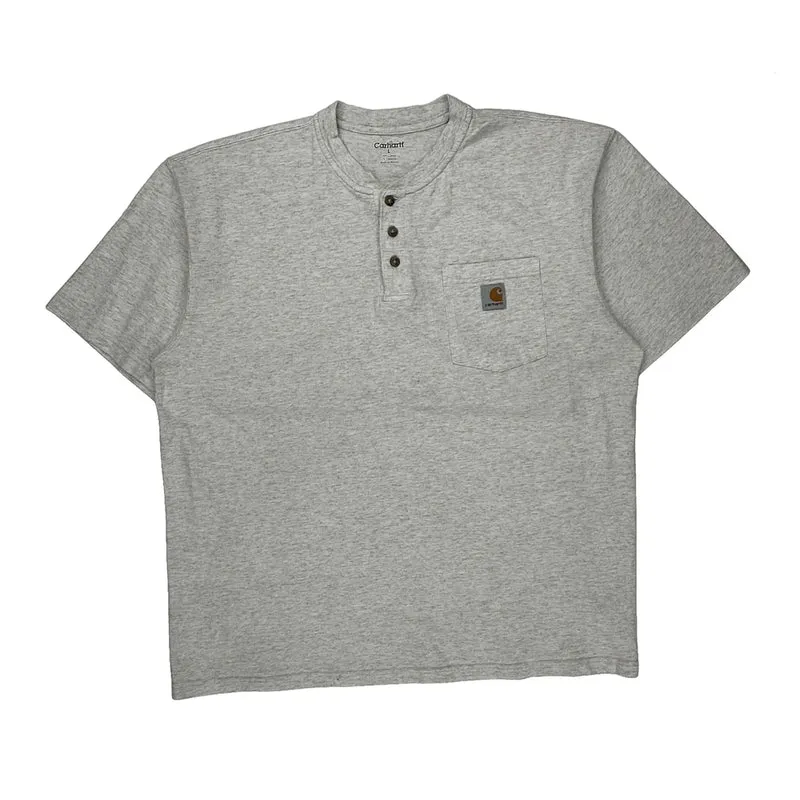 Carhartt Henley Shirt - Large Gray Cotton