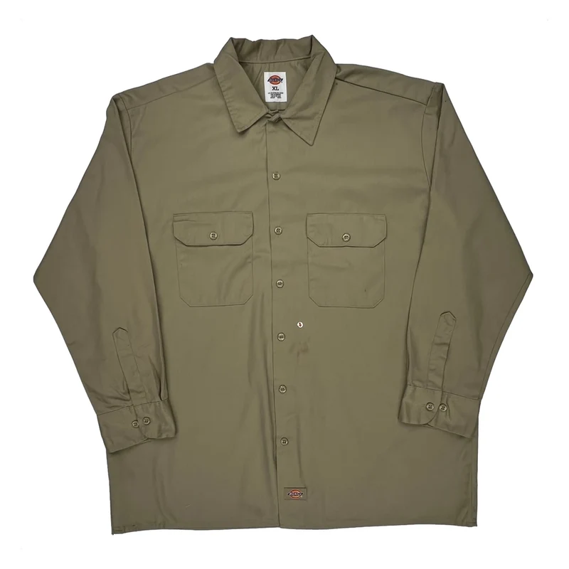 Dickies Shirt - XL Khaki Polyester Blend