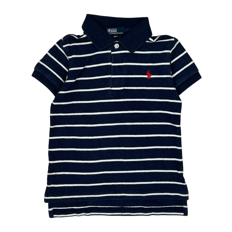 Age 4 Polo By Ralph Lauren Striped Polo Shirt - XS Navy Cotton