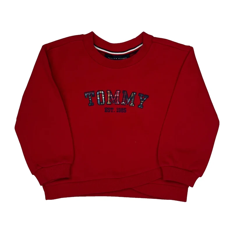 Age 2 Tommy Hilfiger Spellout Sweatshirt - 2XS Red Cotton