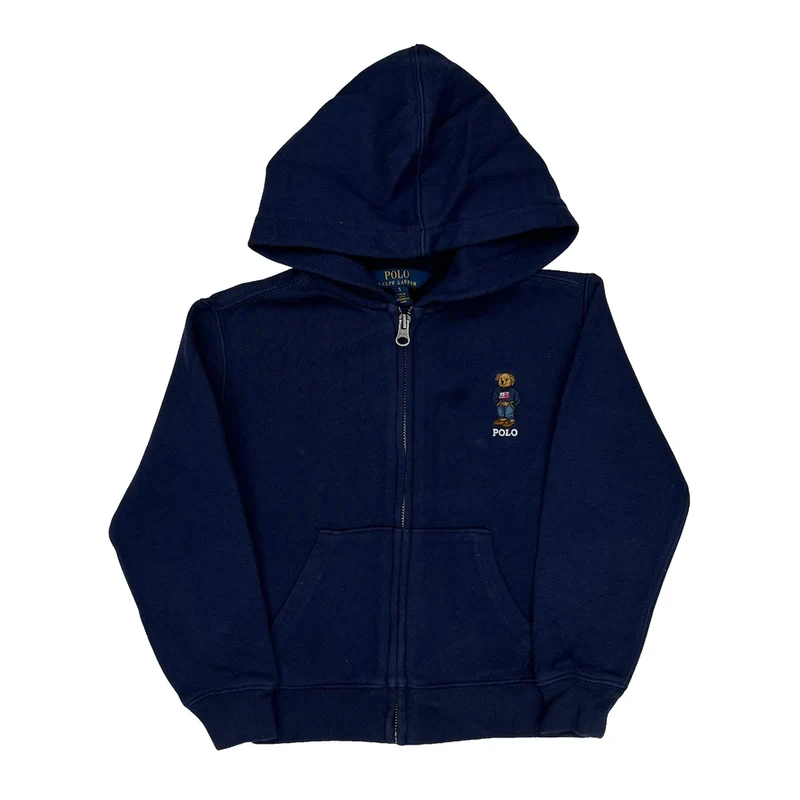 Age 5 Ralph Lauren Polo Bear Hoodie - XS Blue Cotton