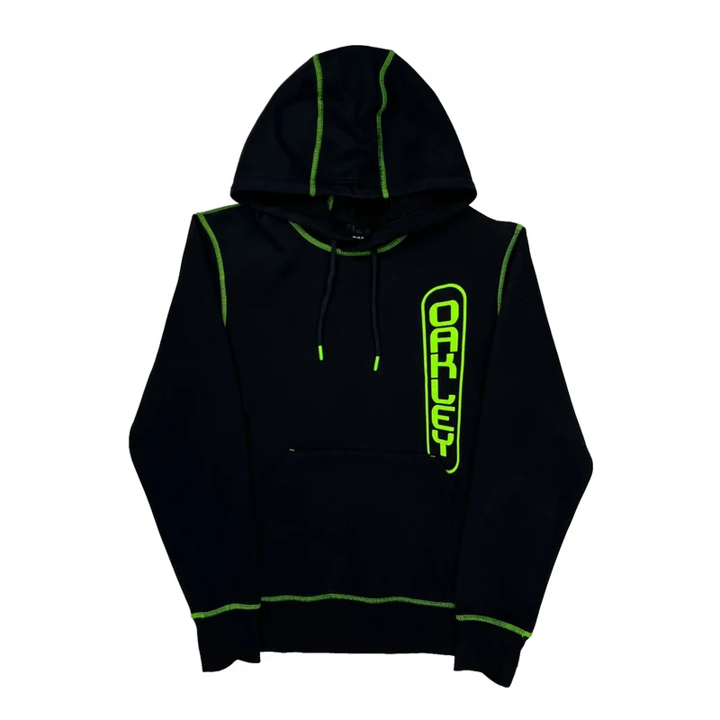 Oakley Contrast Stitch Hoodie - Medium Black Cotton