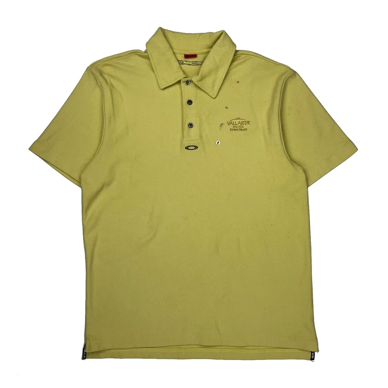Oakley Polo Shirt - Large Yellow Cotton