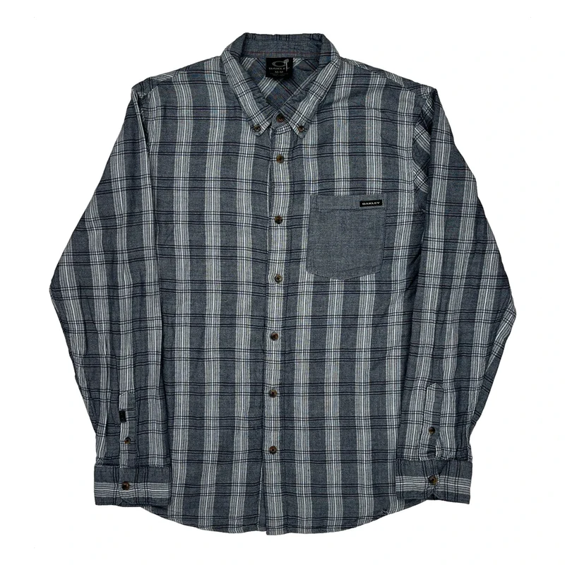 Oakley Checked Shirt - Medium Grey Cotton