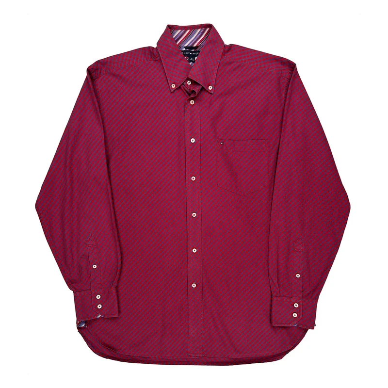 Tommy Hilfiger Checked Shirt - Medium Red Cotton
