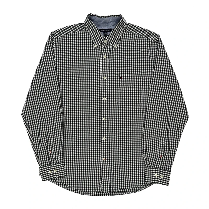 Tommy Hilfiger Checked Shirt - Medium Black & White Cotton