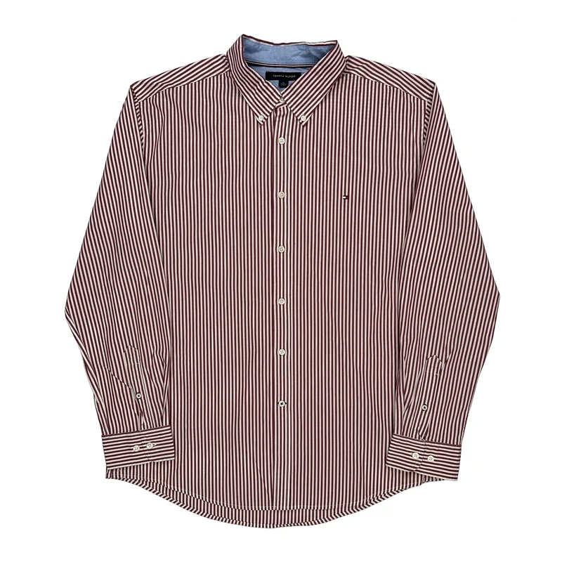 Tommy Hilfiger Striped Shirt - XL Red Cotton