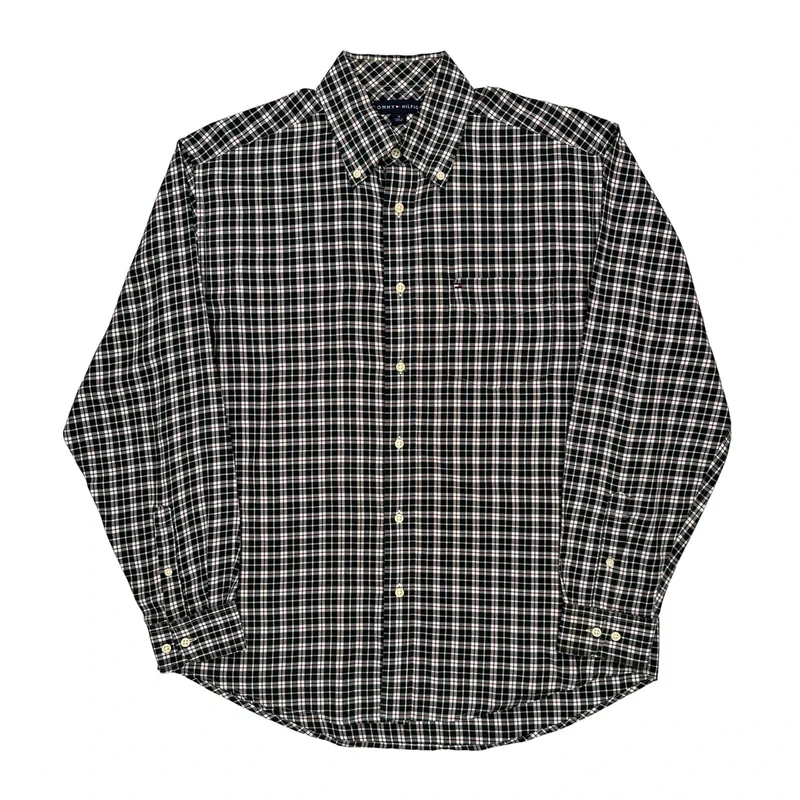 Tommy Hilfiger Checked Shirt - Medium Black Cotton