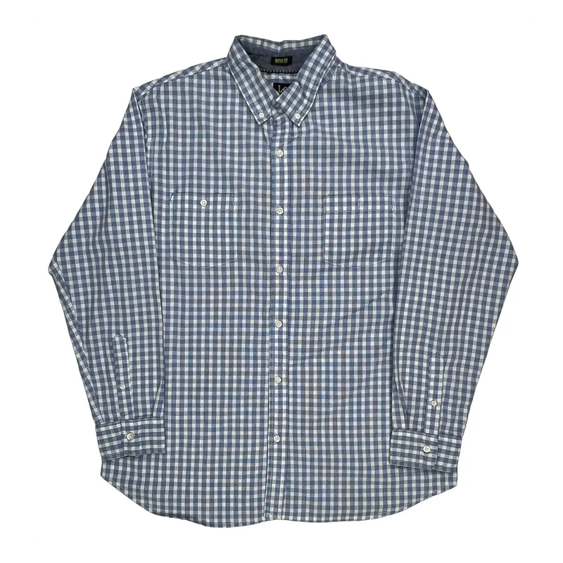 Modern Series Lee Checked Shirt - Large Blue Cotton
