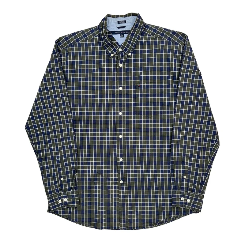 Tommy Hilfiger Checked Shirt - XL Blue Cotton