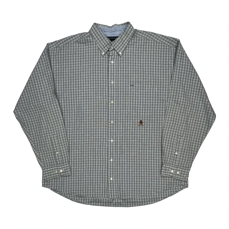 Tommy Hilfiger Checked Shirt - 2XL Gray Cotton