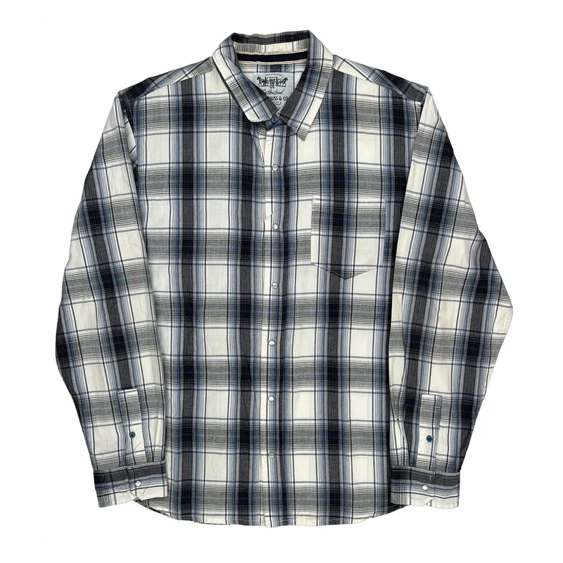 Levis Checked Shirt - Large Blue Cotton