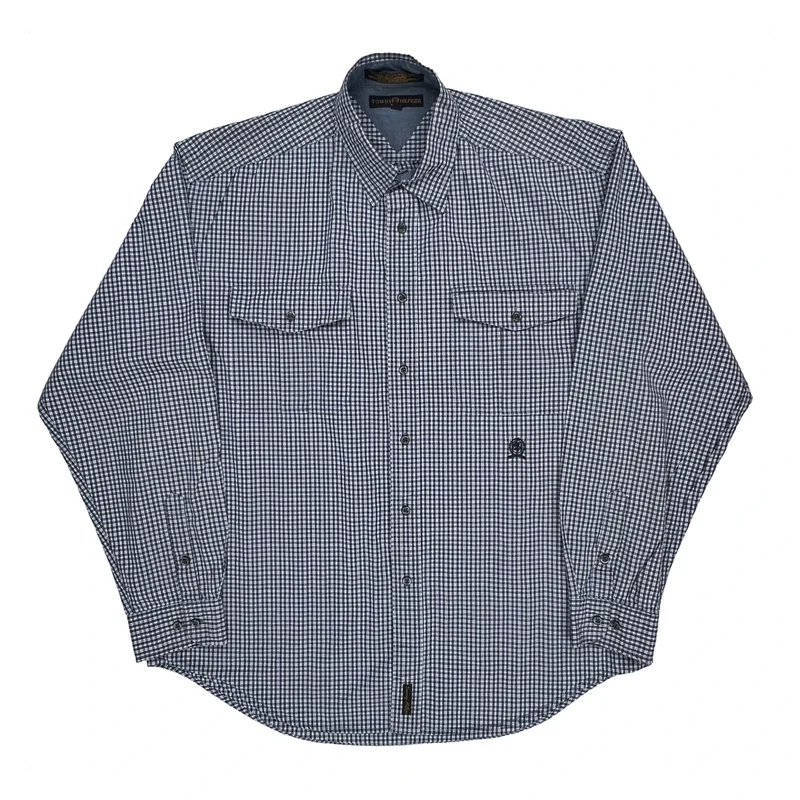 Tommy Hilfiger Checked Shirt - Large Blue Cotton