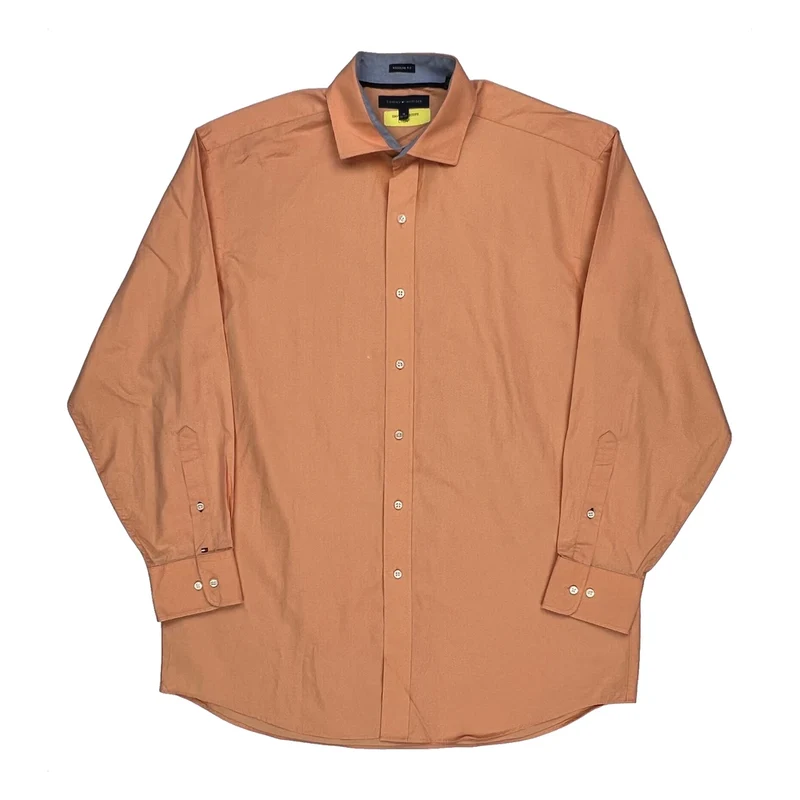 Tommy Hilfiger Shirt - Large Orange Cotton