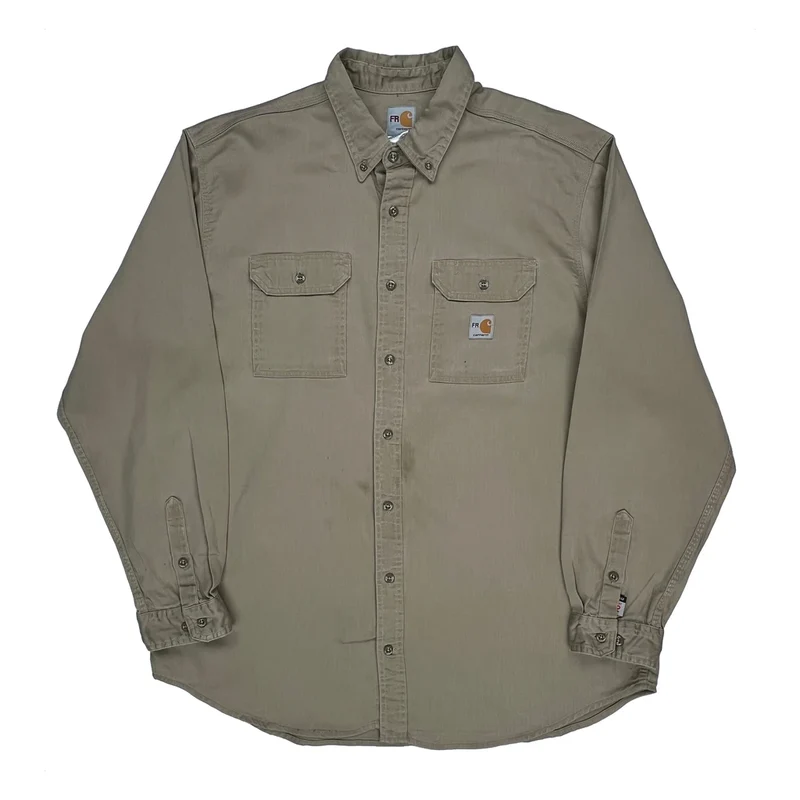 Carhartt Shirt - 2XL Khaki Cotton