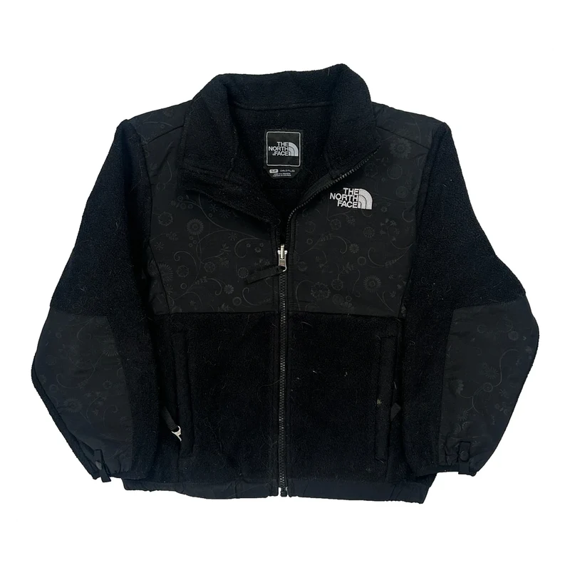 Girls The North Face Floral Fleece Jacket - Small Black Polyester