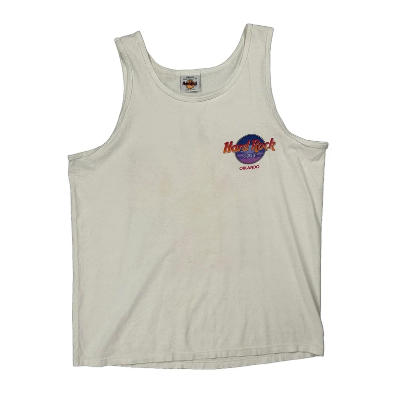Orlando Hard Rock Cafe Graphic Tank Top - Medium White Cotton