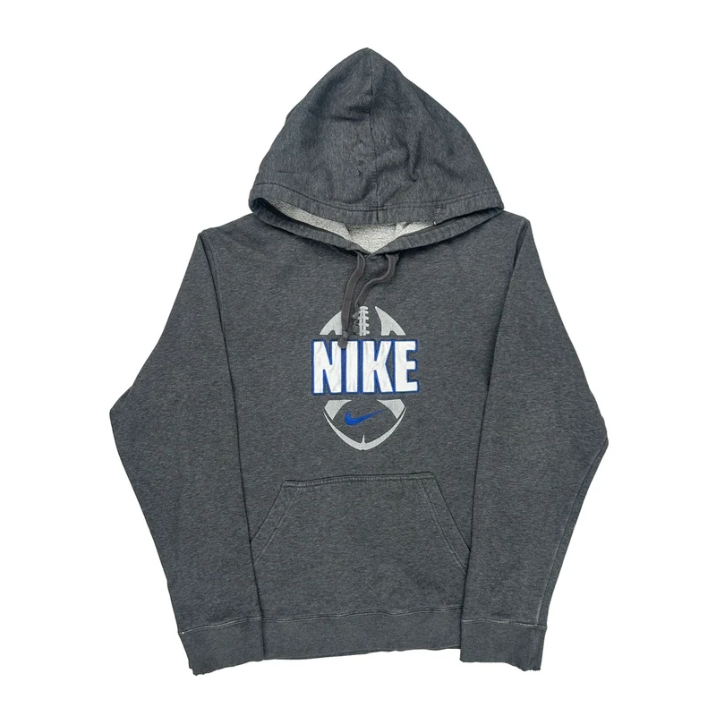 Football Design Nike Football Hoodie - Small Gray Cotton Blend