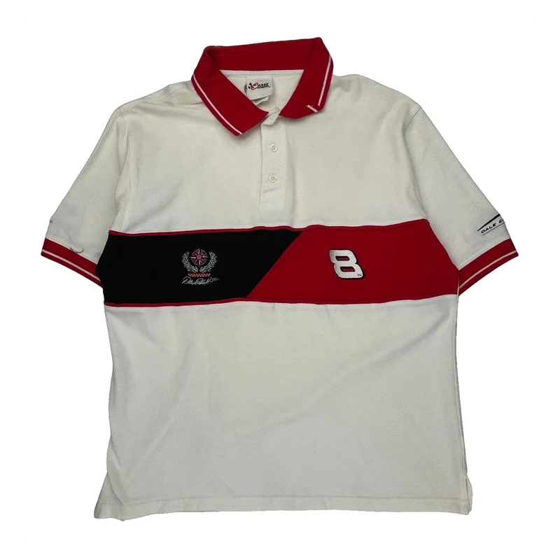 Dale Earnhardt Inc. Chase Authentics Striped Polo Shirt - XL White Cotton
