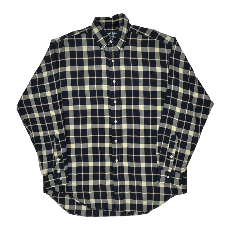 Ralph Lauren Checked Shirt - Medium Navy Cotton