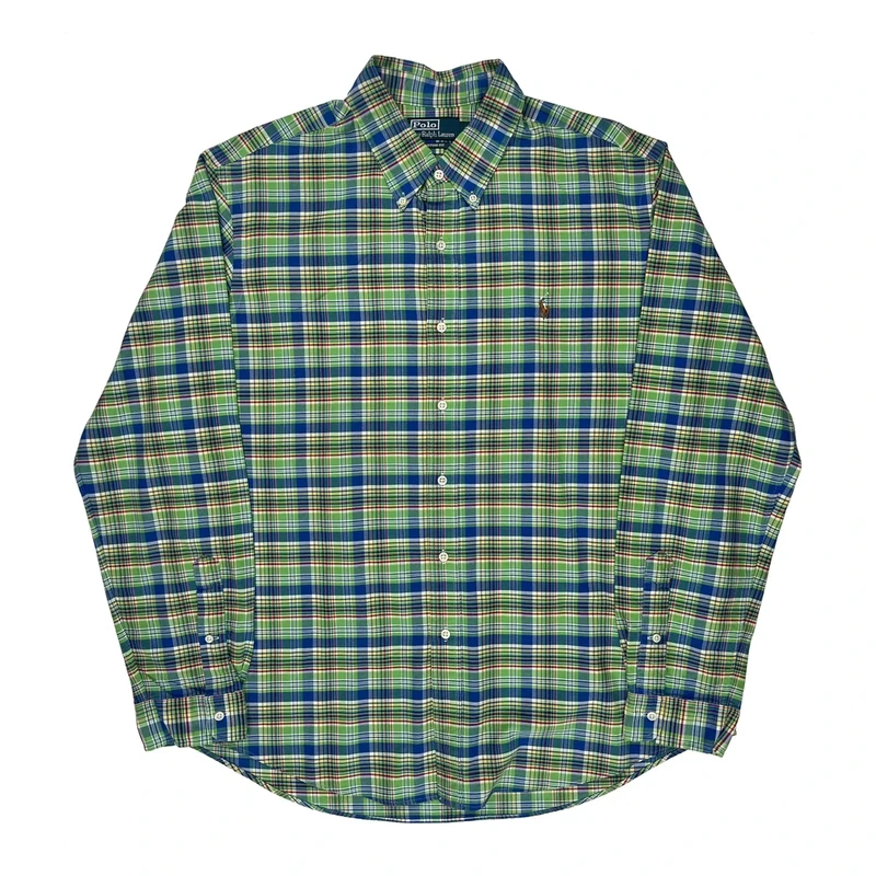 Polo By Ralph Lauren Checked Shirt - XL Green Cotton