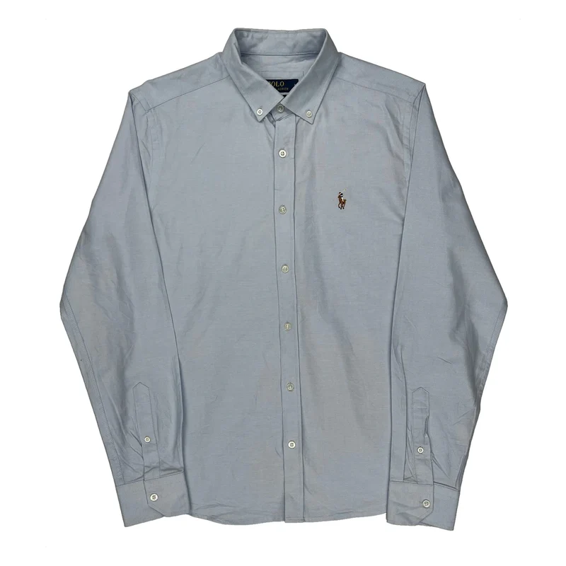 Polo By Ralph Lauren Slim Fit Shirt - Large Blue Cotton