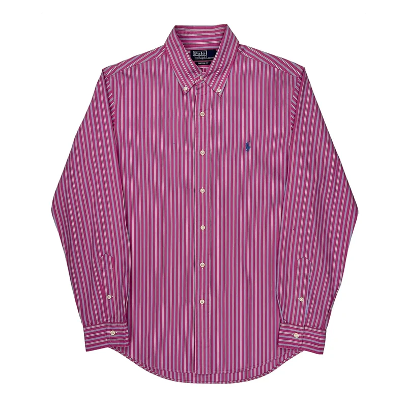 Polo By Ralph Lauren Striped Shirt - Medium Pink Cotton