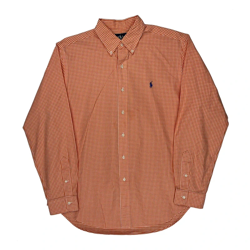 Ralph Lauren Checked Shirt - Large Orange Cotton
