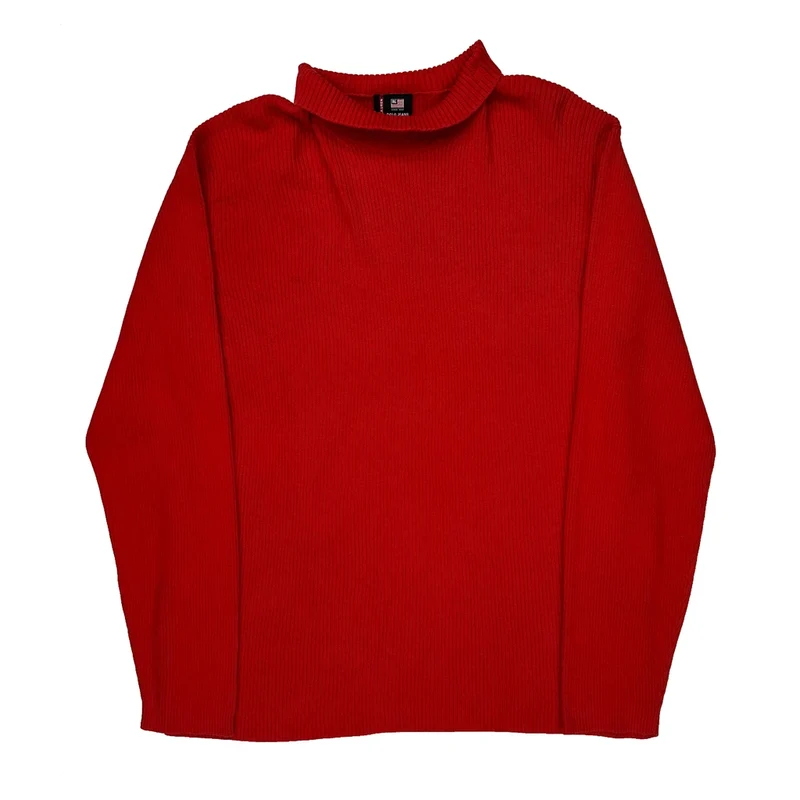 Polo Jeans Ralph Lauren Ribbed Knit Roll Neck Sweater - XL Red Cotton