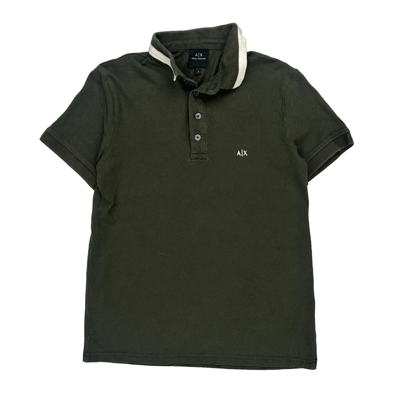 Armani Exchange Polo Shirt - Small Green Cotton