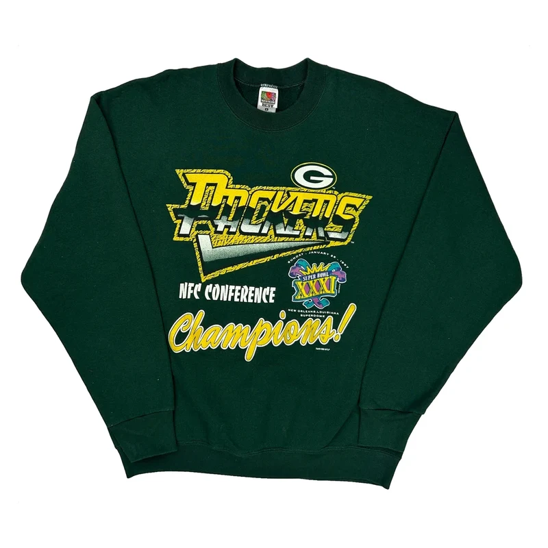 Green Bay Packers Fruit Of The Loom Made In USA Graphic Sweatshirt - XL Green Cotton Blend