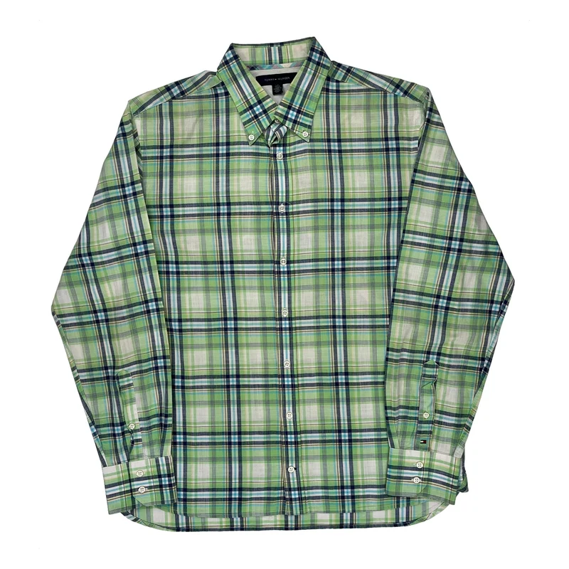 Tommy Hilfiger Checked Shirt - Large Green Cotton