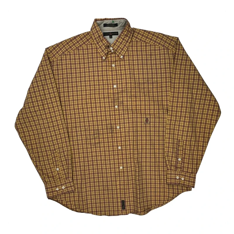 Tommy Hilfiger Checked Shirt - XL Yellow Cotton