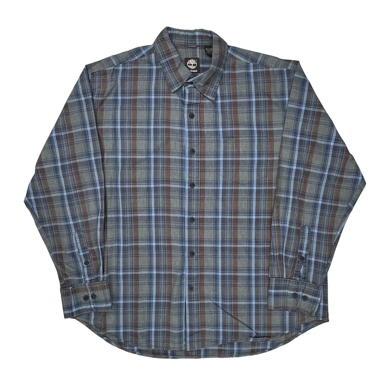 Timberland Checked Shirt - XL Blue Cotton