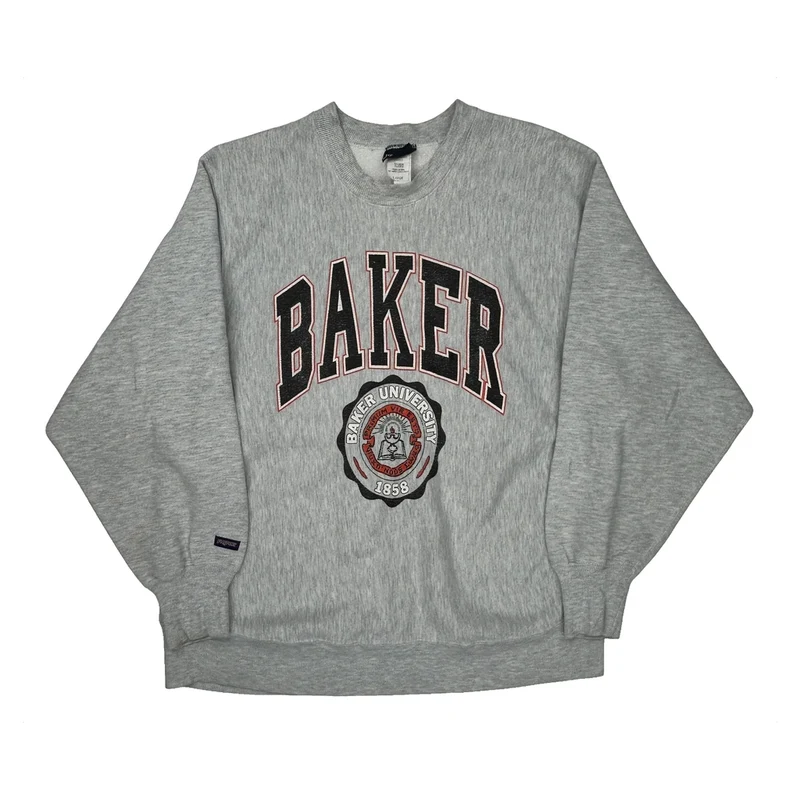 Baker University Jansport College Sweatshirt - Large Grey Cotton