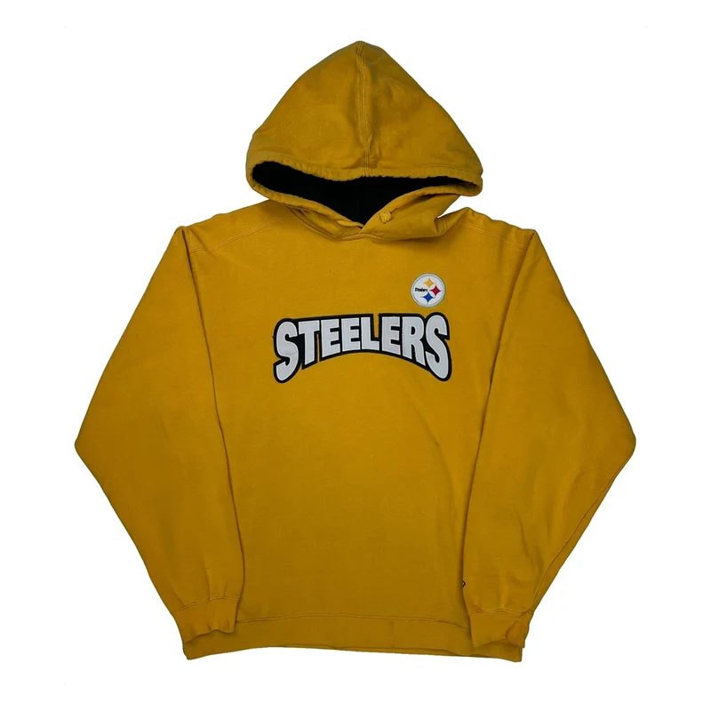 Steelers Reebok Football Hoodie - Medium Yellow Cotton