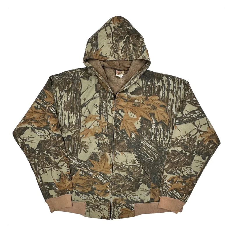 Sports Afield Full Zip Camo Hoodie - 2XL Brown Cotton Blend