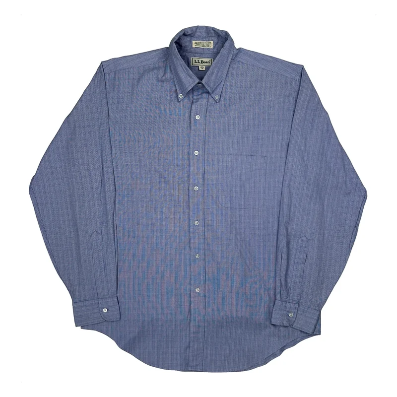 L.L.Bean Checked Shirt - Large Blue Cotton Blend