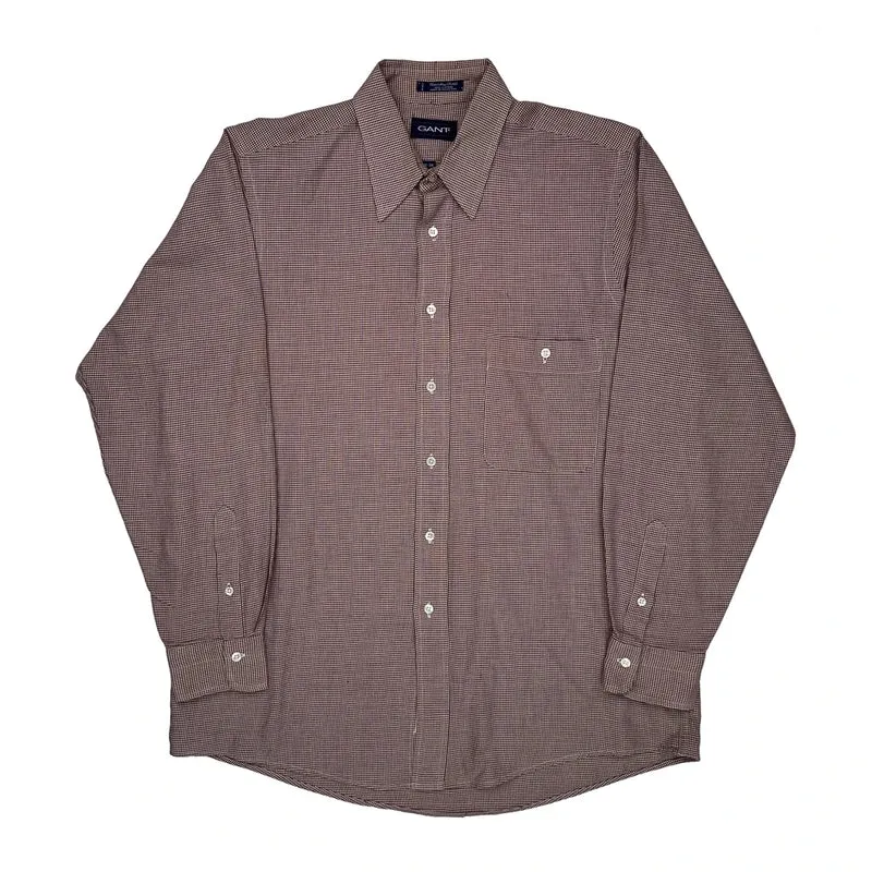 Country Twill Gant Checked Shirt - Large Brown Cotton