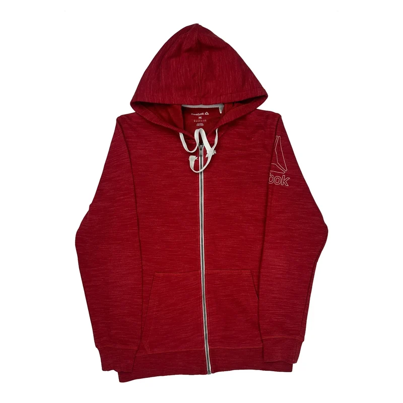 Reebok Hoodie - Medium Red Cotton Blend
