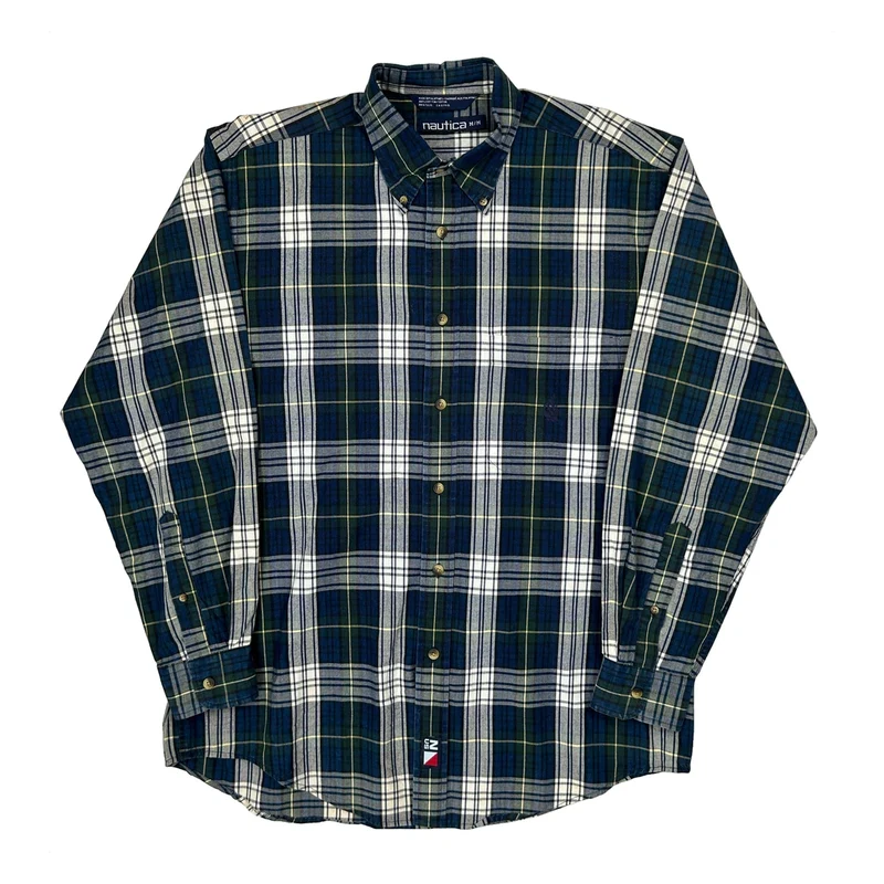 Nautica Checked Shirt - Medium Blue Cotton