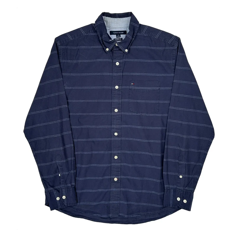 Tommy Hilfiger Striped Shirt - Medium Navy Cotton