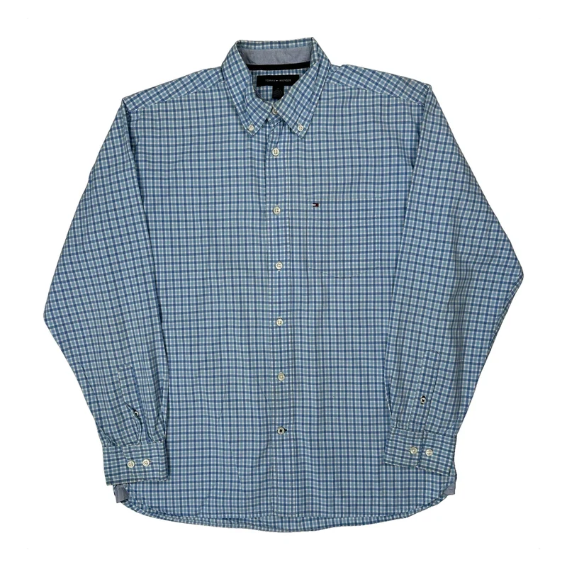Tommy Hilfiger Checked Shirt - Medium Blue Cotton