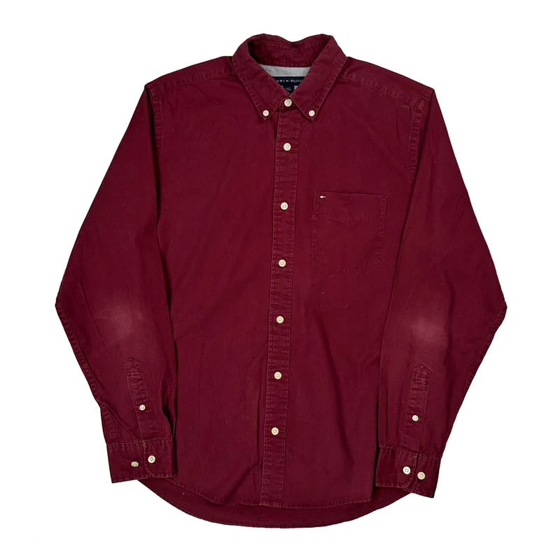 Tommy Hilfiger Shirt - Small Burgundy Cotton