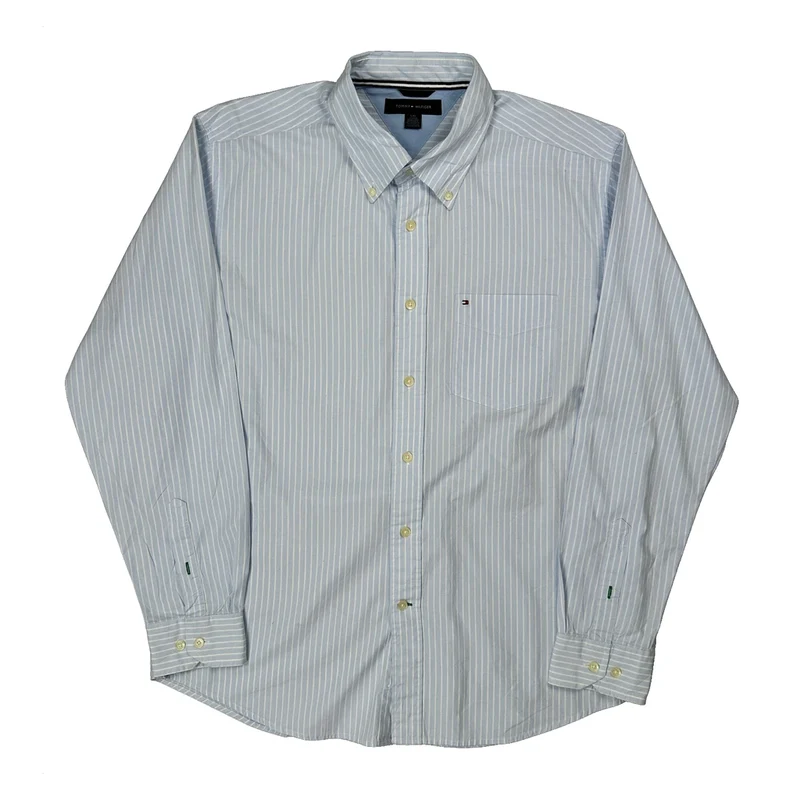 Tommy Hilfiger Striped Shirt - Large Blue Cotton