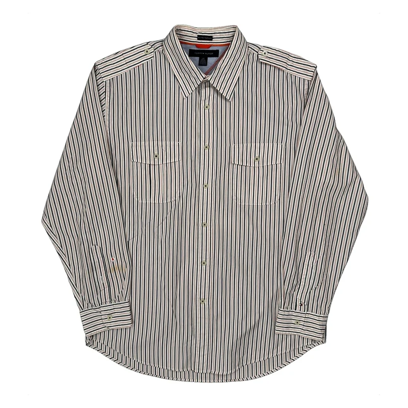 Tommy Hilfiger Striped Shirt - Large White Cotton
