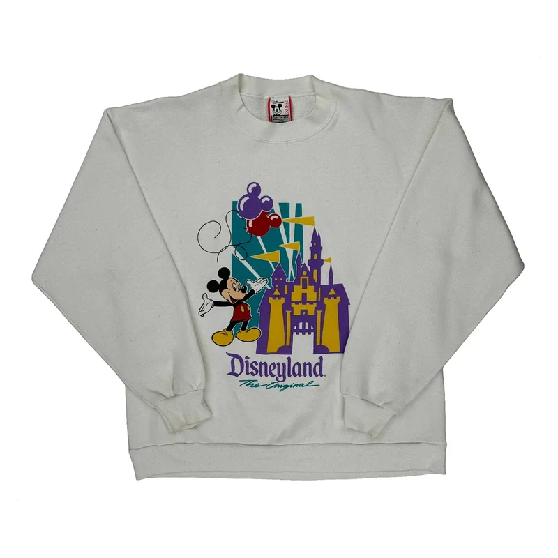 Mickey Mouse Disney Cartoon Sweatshirt - Large White Polyester Blend