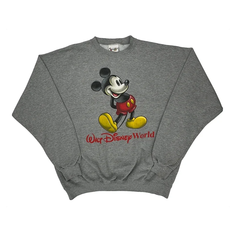 Walt Disney World Disney Cartoon Sweatshirt - Large Gray Cotton Blend