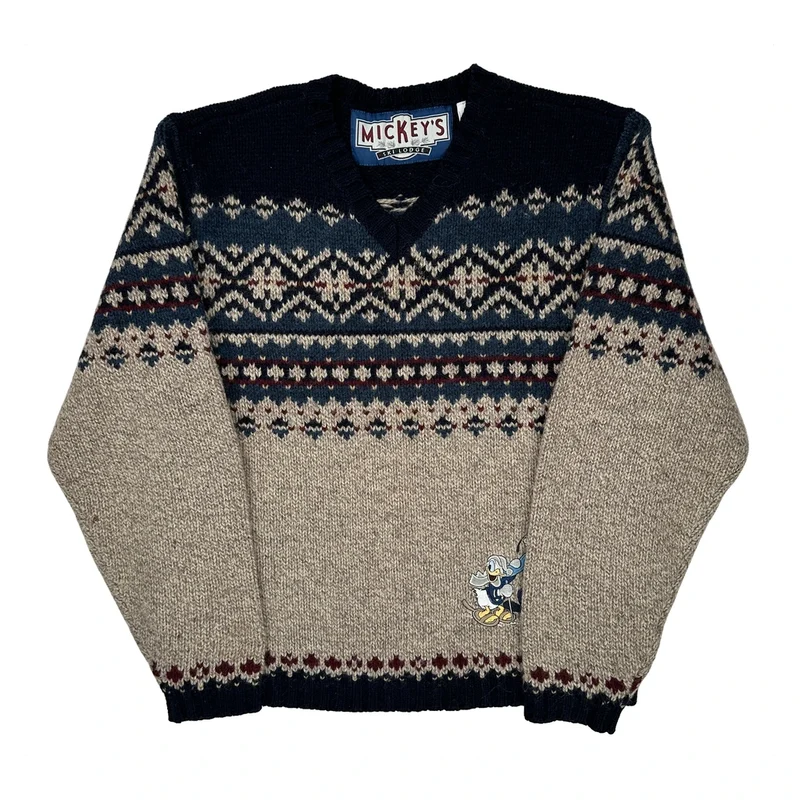 Mickey'S Ski Lodge Disney Graphic Sweater - Medium Beige Wool